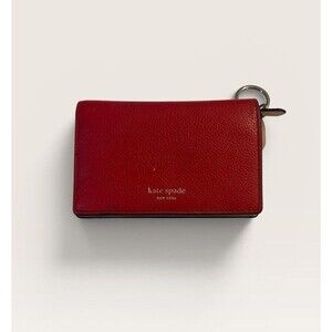 Small Red Kate Spade Pebble Leather Snap Wallet Keychain